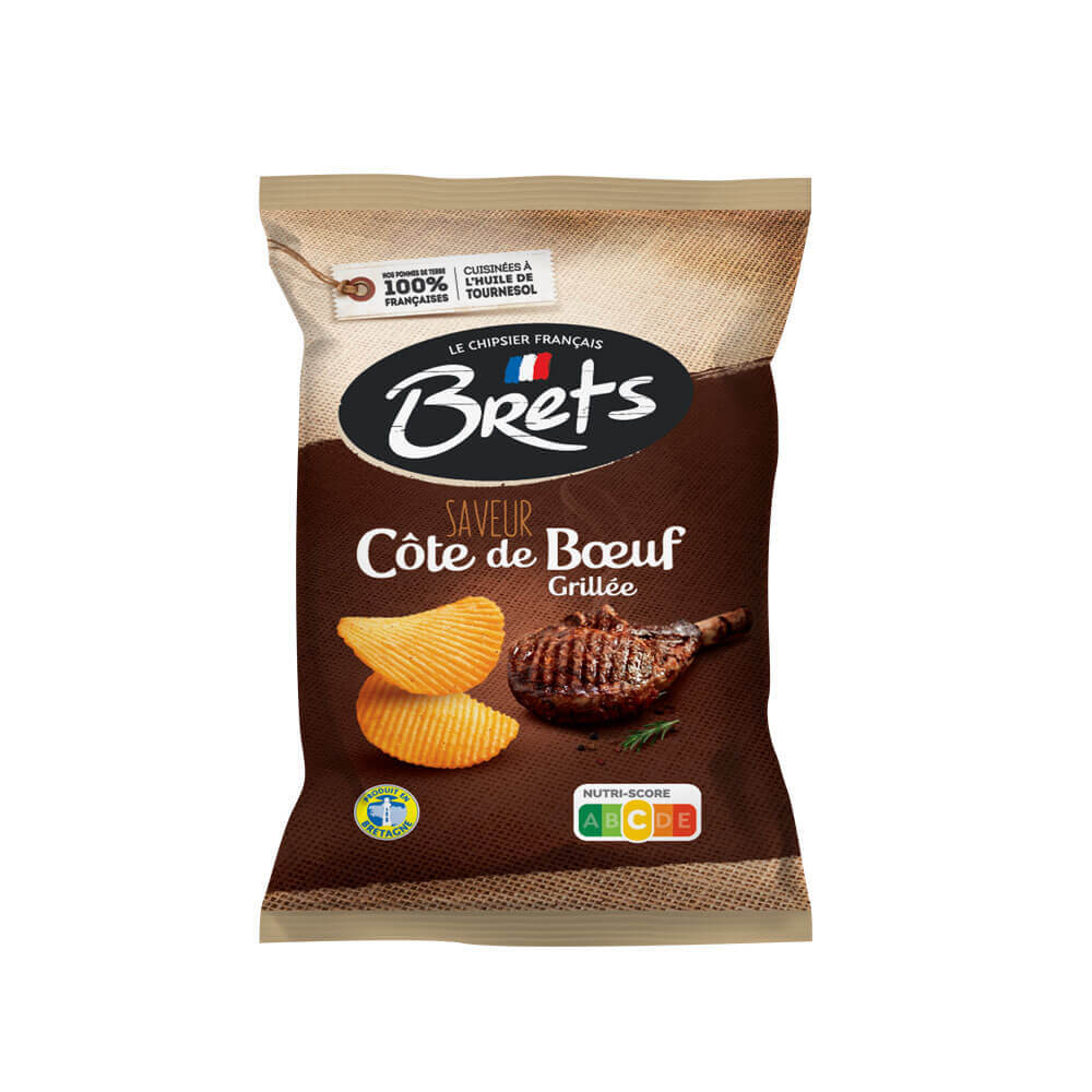 Brets Beef Steak Crisps Cote De Boeuf 125g